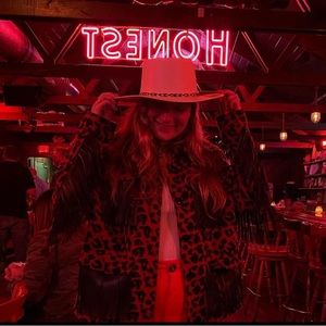 Akira Women’s Red and Black Leopard Print Fringe Jacket